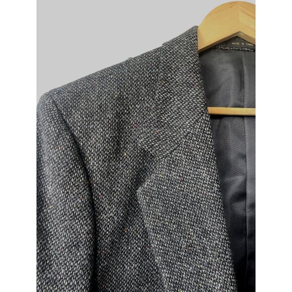 Members Only Size 42R Blazer Sport Coat Suit Tweed Shetland Wool Gray Jacket - Picture 7 of 11